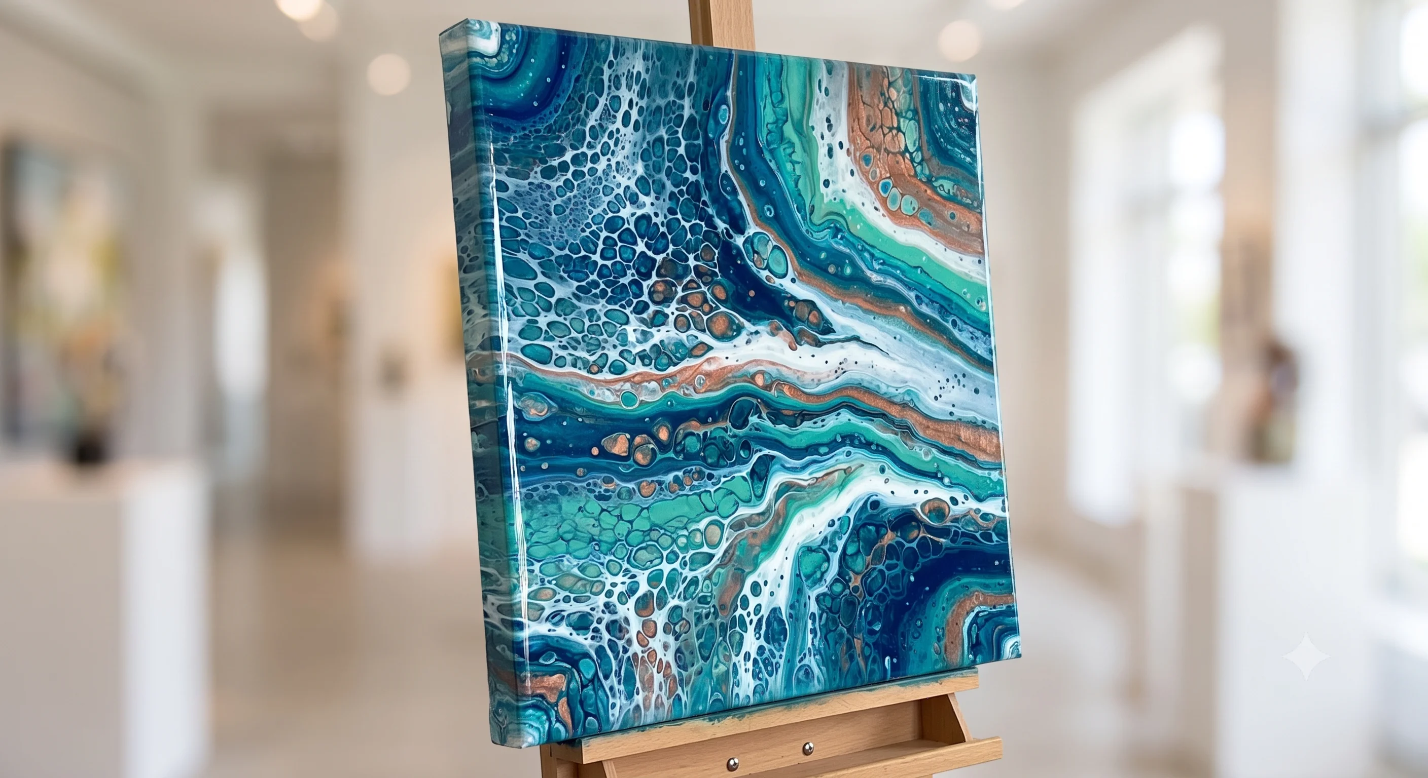 20" × 20" Large Fluid Art Canvas in Johns Creek