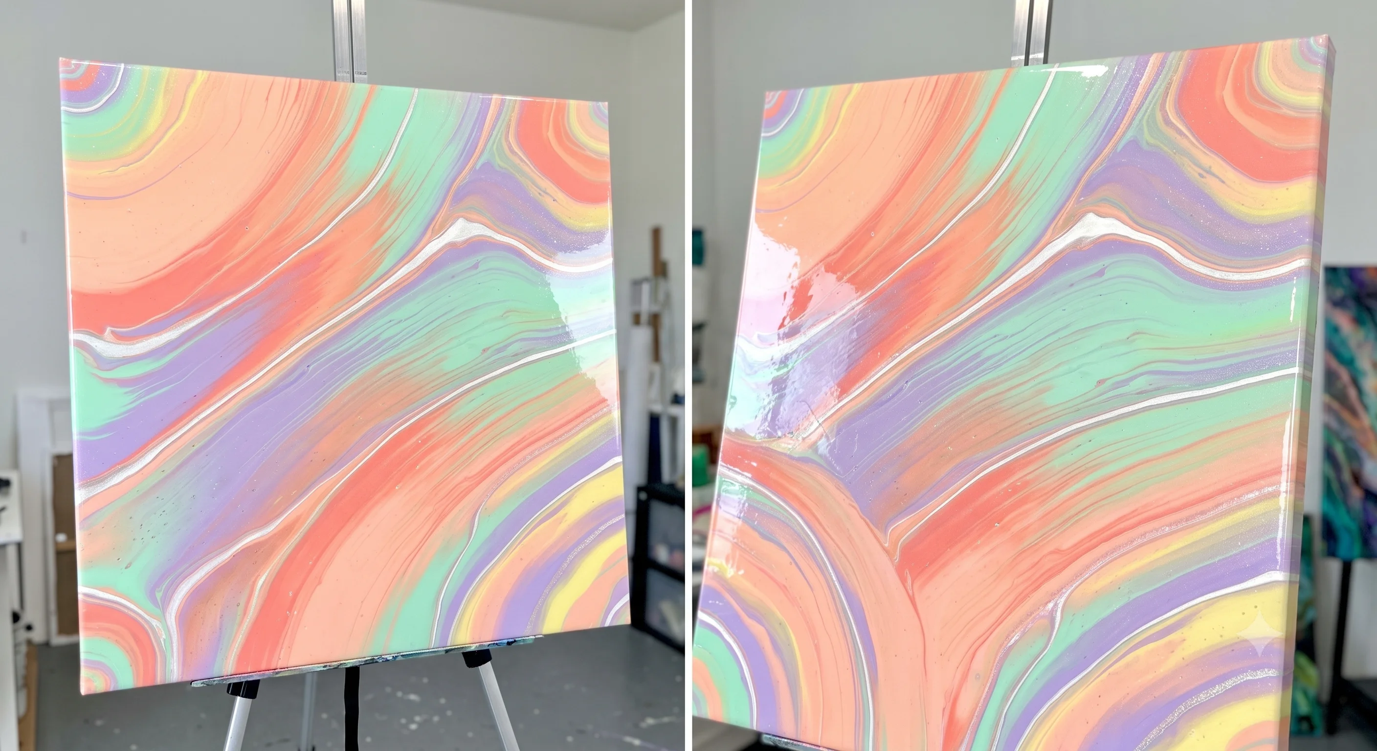 36" × 36" Large Square Fluid Art Canvas in Johns Creek