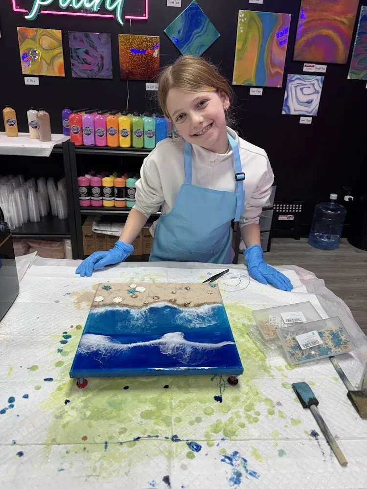 Kids painting Wood Cutouts