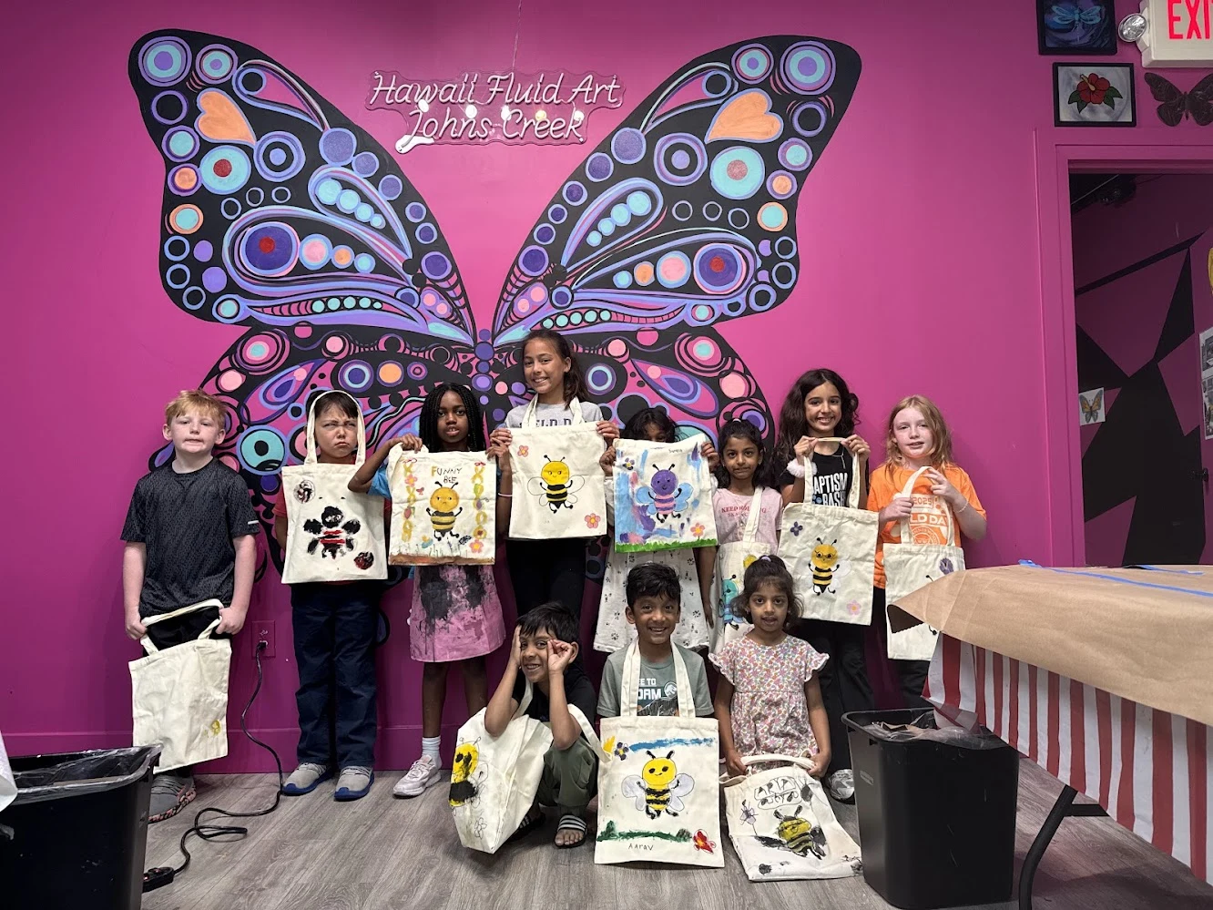 Kids creating art projects in support of school clubs