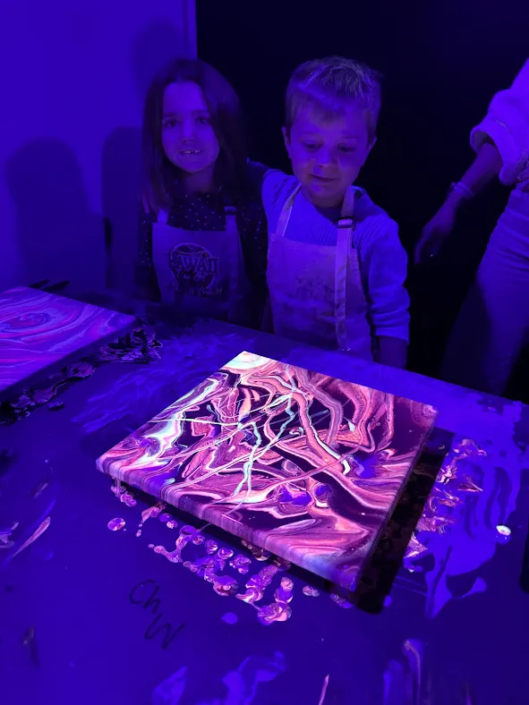 Glow-in-the-dark art party experience for kids and teens in Johns Creek
