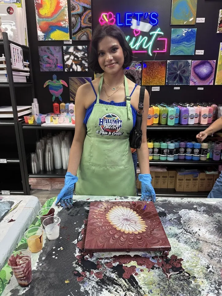 Teenager birthday celebration with fluid art