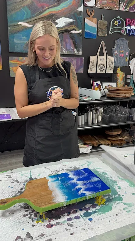 Charcuterie & Wine Glass Painting in Johns Creek GA at Hawaii Fluid Art