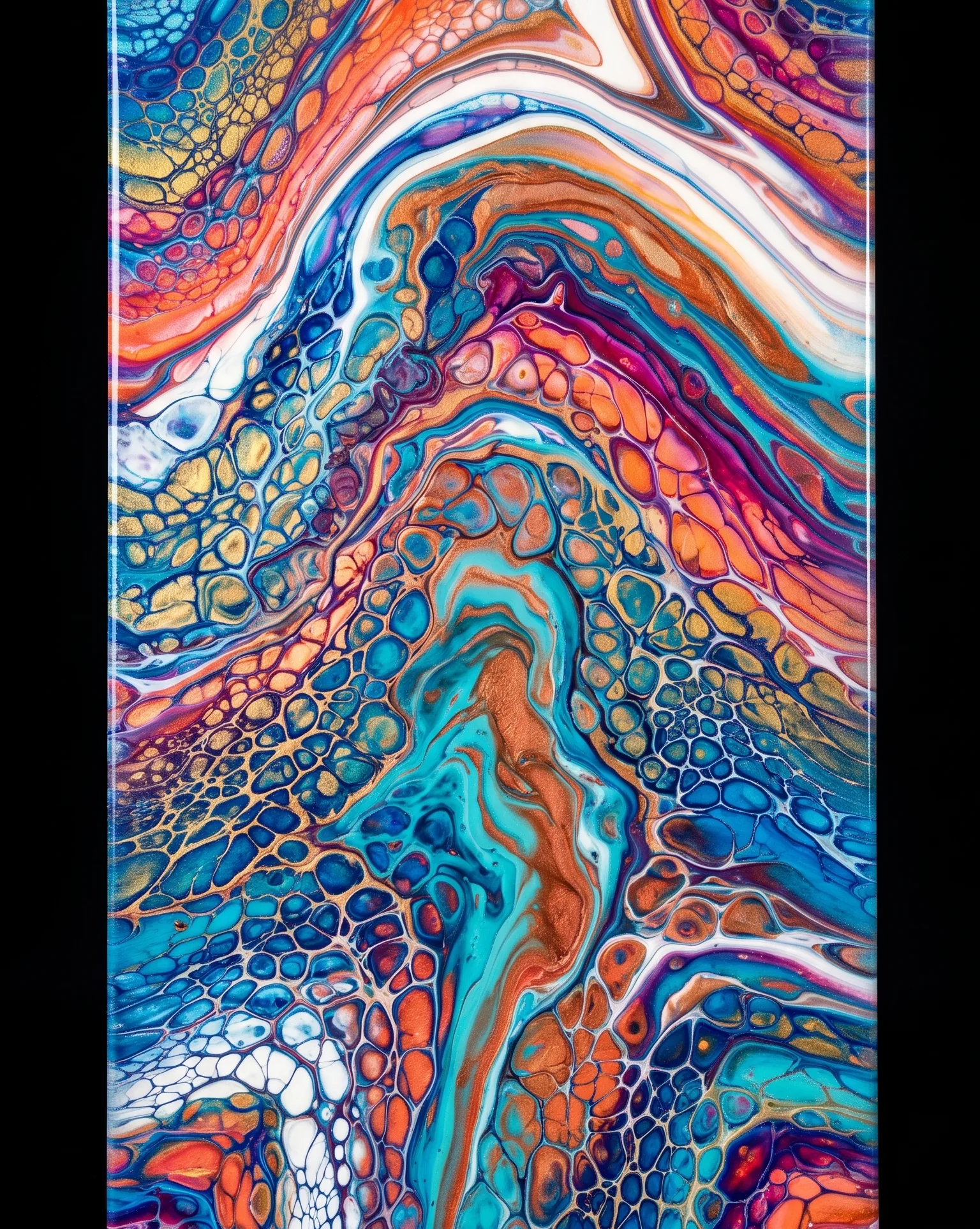 Custom bulk fluid art canvases and resin decor for commercial spaces in Johns Creek