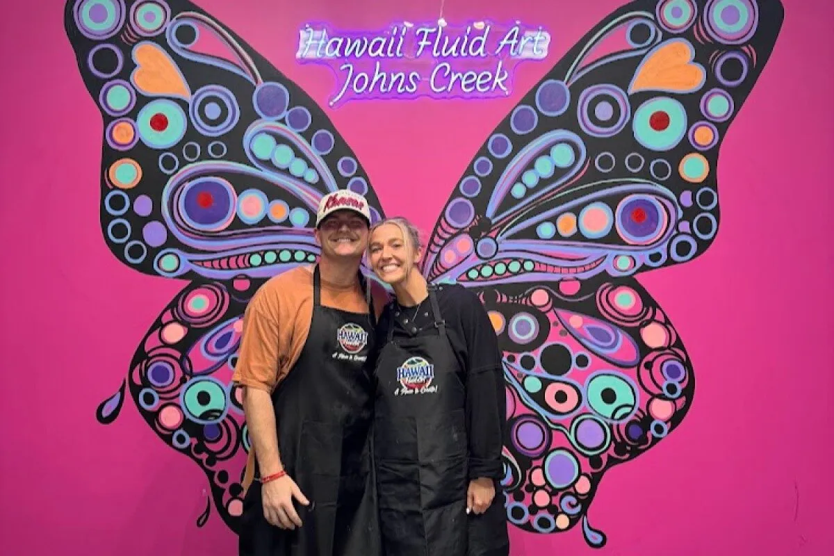 Anniversary celebration painting class at Hawaii Fluid Art in Johns Creek