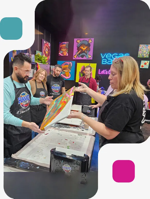 Romantic toast during anniversary date night art class