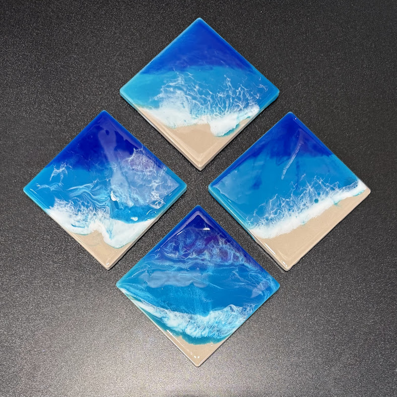 Fluid art coasters class at Hawaii Fluid Art Johns Creek