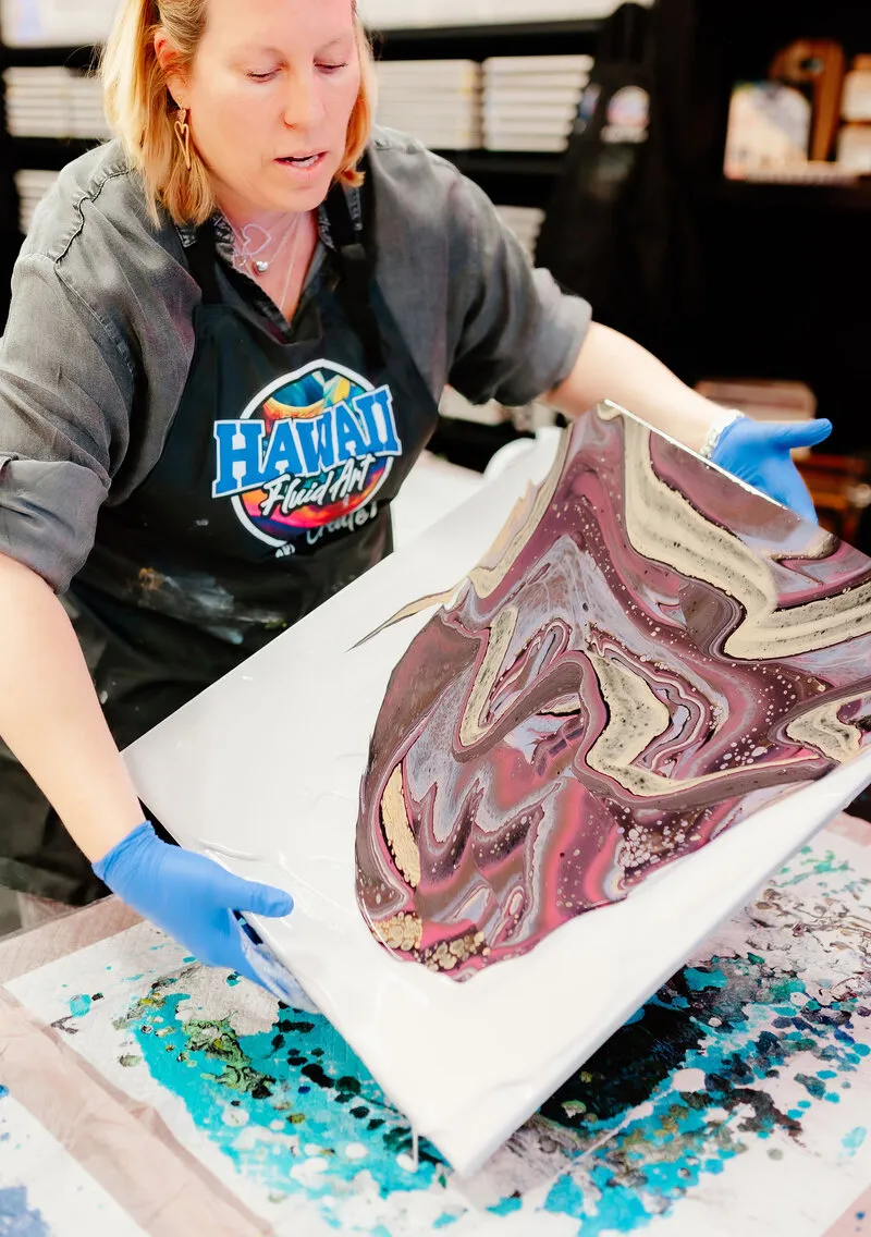 Adult Medium Canvas Fluid Art Class at Hawaii Fluid Art