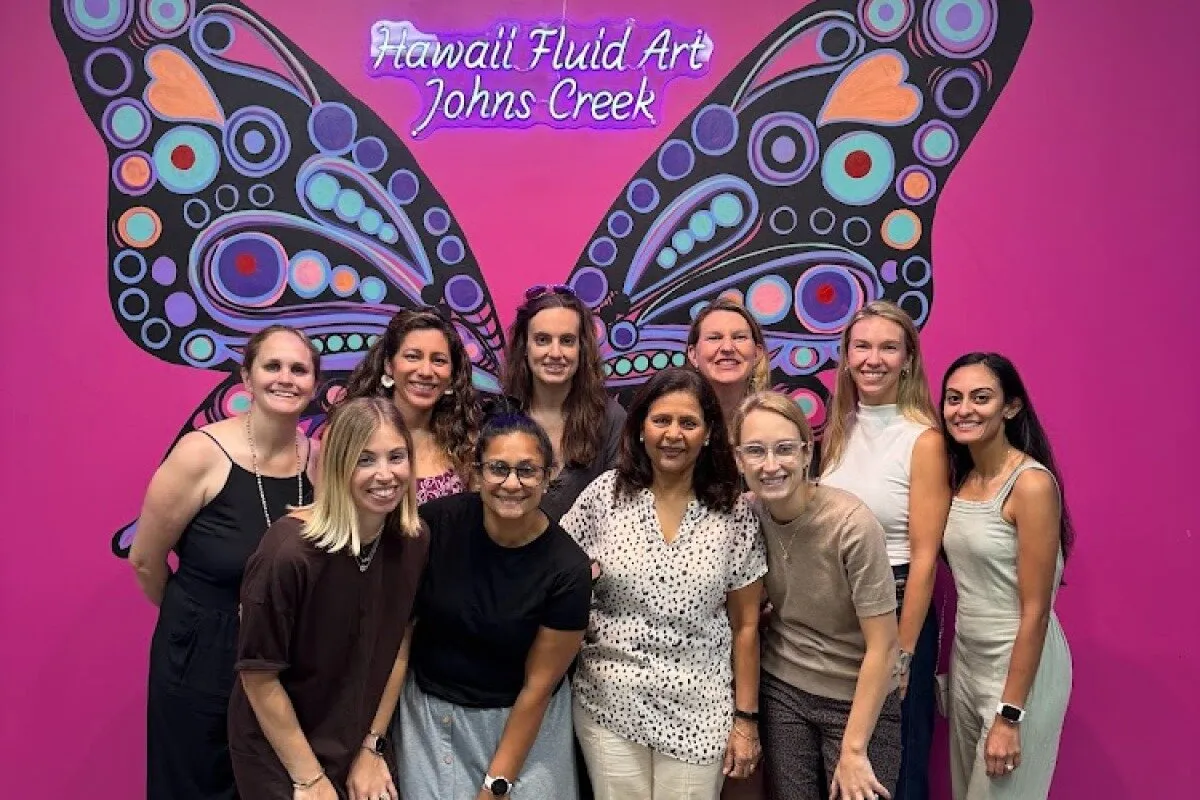 Bachelorette party art celebration at Hawaii Fluid Art Johns Creek GA