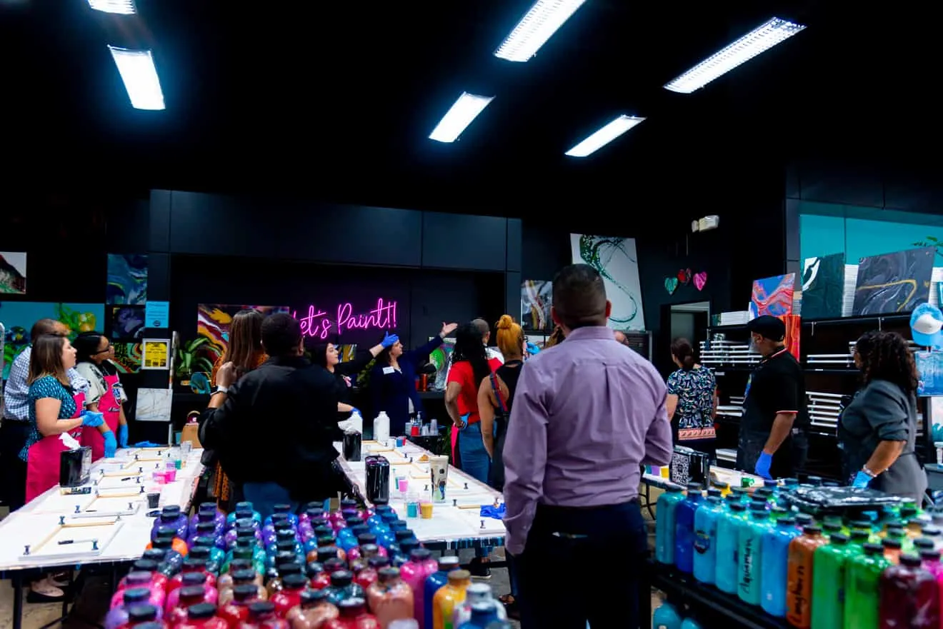 Divorce Party Art Experience in Johns Creek GA at Hawaii Fluid Art