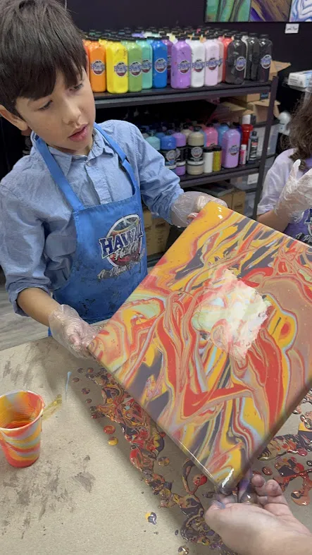 Homeschool students mastering advanced master fluid art techniques