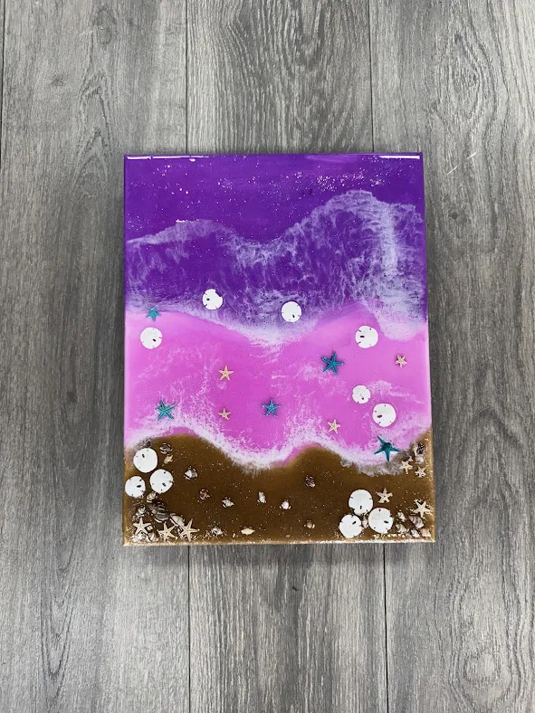 11x14 Resin Beach Scene Canvas Art at Hawaii Fluid Art