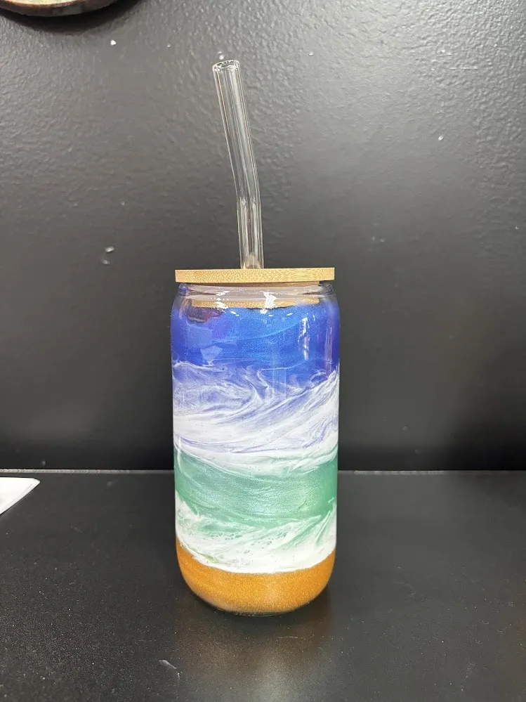Custom resin glass cups at Hawaii Fluid Art in Johns Creek
